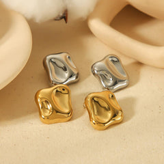 Wholesale Casual Irregular Geometric Polished Stainless Steel 18K Gold Plated Ear Studs Pair - ChicMeto