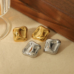 Wholesale Casual Irregular Geometric Polished Stainless Steel 18K Gold Plated Ear Studs Pair - ChicMeto