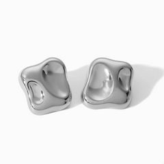 Wholesale Casual Irregular Geometric Polished Stainless Steel 18K Gold Plated Ear Studs Pair - ChicMeto