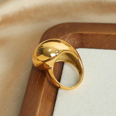 Wholesale Casual Retro Modern Titanium Steel Rings Solid Color with 18K Gold Plating - ChicMeto