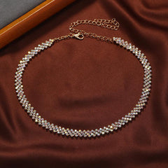 Wholesale Casual Retro Shiny Geometric Alloy Rhinestones Inlay Gold Plated Necklace - ChicMeto