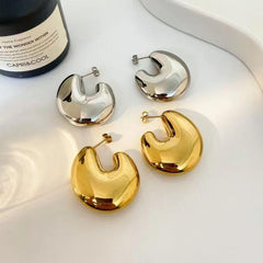 Wholesale Casual Simple Solid Color Plating 304 Stainless Steel 18K Gold Plated Ear Studs for Everyday Wear - ChicMeto