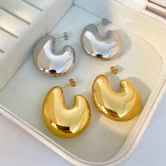 Wholesale Casual Simple Solid Color Plating 304 Stainless Steel 18K Gold Plated Ear Studs for Everyday Wear - ChicMeto