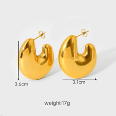 Wholesale Casual Simple Solid Color Plating 304 Stainless Steel 18K Gold Plated Ear Studs for Everyday Wear - ChicMeto