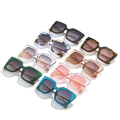 Wholesale Casual Simple Style Marble AC Square Inlaid Pearls Full Frame Women Sunglasses - ChicMeto