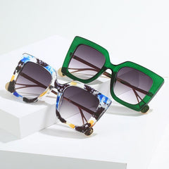 Wholesale Casual Simple Style Marble AC Square Inlaid Pearls Full Frame Women Sunglasses - ChicMeto