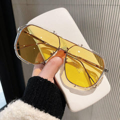 Wholesale Classic Style Solid Color AC Square Full Frame Women's Sunglasses - ChicMeto