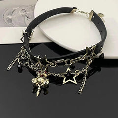 Wholesale Cool Style Star Bear Mixed Materials Chain Hollow Out Inlay Rhinestones Women's Choker - ChicMeto