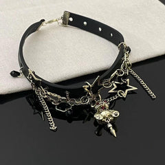 Wholesale Cool Style Star Bear Mixed Materials Chain Hollow Out Inlay Rhinestones Women's Choker - ChicMeto