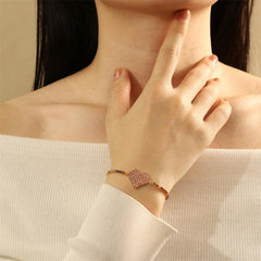 Wholesale Copper 18K Gold Plated Bracelet IG Style Simple Commute Lips Heart Gesture Zircon Inlay - ChicMeto