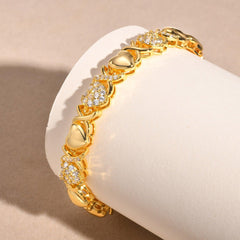 Wholesale Copper 18K Gold Plated Elegant Bracelet Shiny Flower Snake Zircon Inlay - ChicMeto