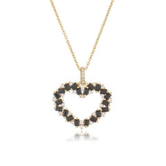 Wholesale Copper 18K Gold Plated Elegant Heart Shape Inlay Zircon Pendant Necklace - ChicMeto