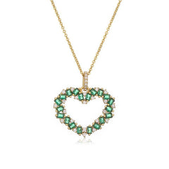 Wholesale Copper 18K Gold Plated Elegant Heart Shape Inlay Zircon Pendant Necklace - ChicMeto