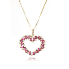 Wholesale Copper 18K Gold Plated Elegant Heart Shape Inlay Zircon Pendant Necklace - ChicMeto