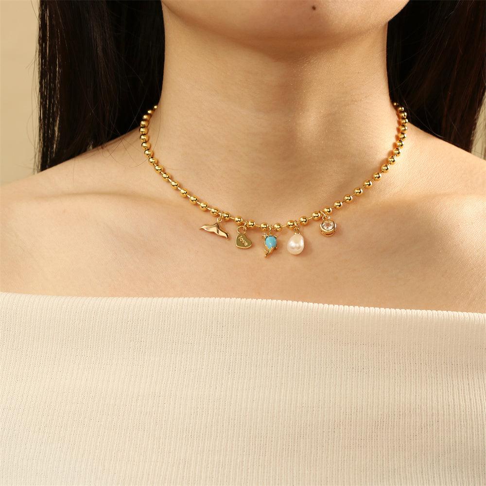 Wholesale Copper 18K Gold Plated Simple Style Heart Shape Zircon Choker - ChicMeto