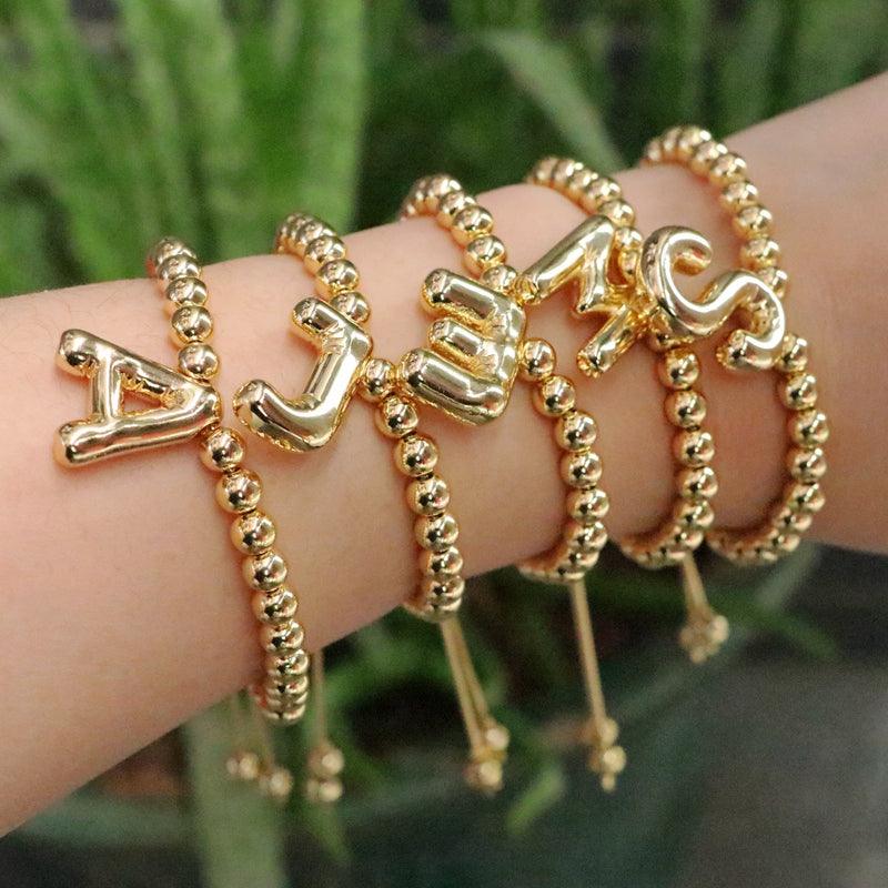 Wholesale Copper Gold Plated Bracelet Vintage Simple Letter Style Accessory - ChicMeto