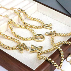 Wholesale Copper Gold Plated Bracelet Vintage Simple Letter Style Accessory - ChicMeto