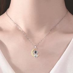 Wholesale Cute Astronaut Star Moon Alloy Plated Valentine's Couple Pendant Necklace - ChicMeto