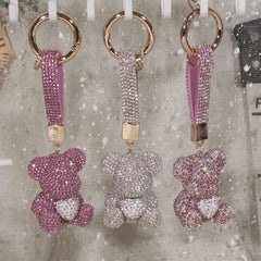 Wholesale Cute Bear Artificial Crystal Women's Bag Pendant Keychain - ChicMeto