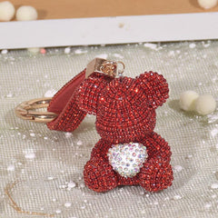 Wholesale Cute Bear Artificial Crystal Women's Bag Pendant Keychain - ChicMeto