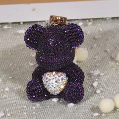 Wholesale Cute Bear Artificial Crystal Women's Bag Pendant Keychain - ChicMeto