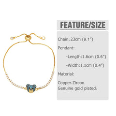 Wholesale Cute Fashion Simple Style Bear Copper 18K Gold Plated Zircon Bracelets in Bulk - ChicMeto