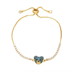 Wholesale Cute Fashion Simple Style Bear Copper 18K Gold Plated Zircon Bracelets in Bulk - ChicMeto