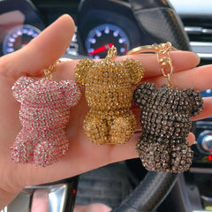 Wholesale Cute Modern Style Korean Style Bear Alloy Keychain | Artificial Rhinestone Inlay, Women's Bag Pendant - ChicMeto