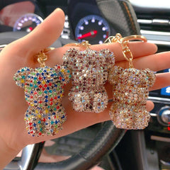 Wholesale Cute Modern Style Korean Style Bear Alloy Keychain | Artificial Rhinestone Inlay, Women's Bag Pendant - ChicMeto