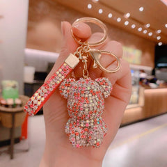 Wholesale Cute Modern Style Korean Style Bear Alloy Keychain | Artificial Rhinestone Inlay, Women's Bag Pendant - ChicMeto