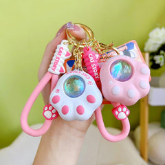 Wholesale Cute Paw Print PVC Women's Bag Pendant Keychain - ChicMeto