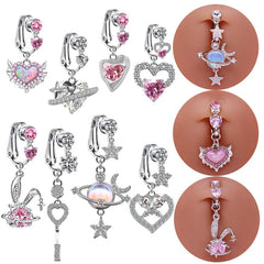 Wholesale Cute Wedding Bridal Star Heart Shape Stainless Steel Alloy Copper Plating Inlay Artificial Crystal Agate Zircon 14k Gold Plated Silver Plated Belly Ring - ChicMeto