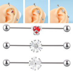 Wholesale Ear Cartilage Rings Studs Classic Streetwear Shiny Heart Shape 304 Stainless Steel Silica Gel Copper Inlay Zircon - ChicMeto