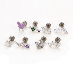 Wholesale Ear Cartilage Rings Studs Classic Style Star Heart Shape Butterfly 316 Stainless Steel Copper Inlay Pearls Zircon - ChicMeto