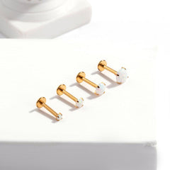 Wholesale Ear Cartilage Rings Studs Commute Round Pure Titanium Copper Inlay Gem for Elegant Look - ChicMeto