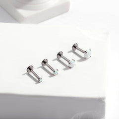 Wholesale Ear Cartilage Rings Studs Commute Round Pure Titanium Copper Inlay Gem for Elegant Look - ChicMeto