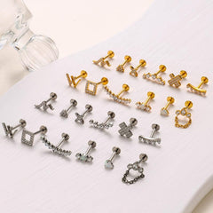 Wholesale Ear Cartilage Rings Studs IG Cool Style Geometric Water Droplets Pure Titanium Plating Inlay Zircon - ChicMeto