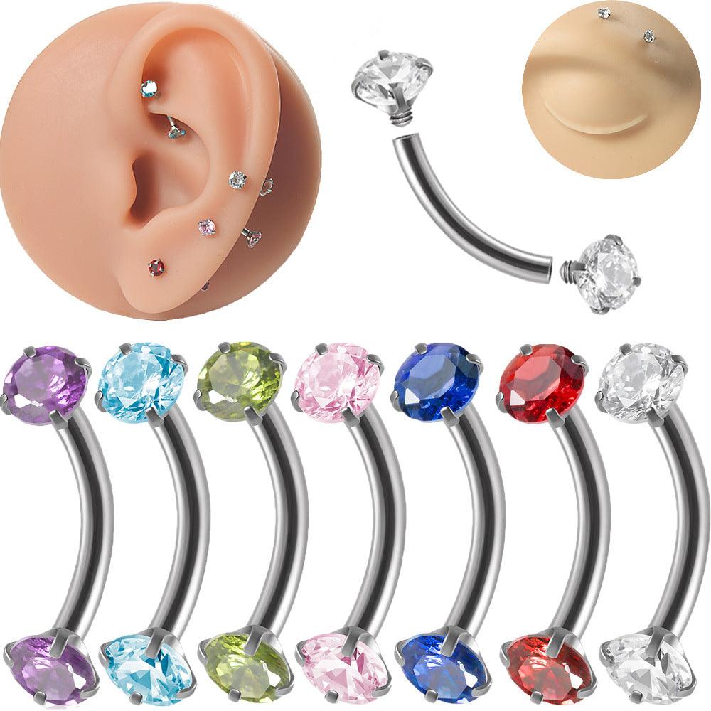 Wholesale Ear Cartilage Rings Studs IG Style Geometric 304 Stainless Steel Zircon Inlay - ChicMeto