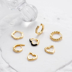 Wholesale Ear Cartilage Rings Studs Korean Style Round Heart Shape Copper Inlay Zircon - ChicMeto