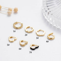 Wholesale Ear Cartilage Rings Studs Korean Style Round Heart Shape Copper Inlay Zircon - ChicMeto