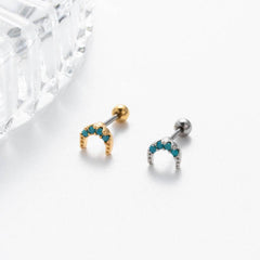 Wholesale Ear Cartilage Rings Studs Retro Sweet Moon Crown Butterfly Copper Inlay Zircon - ChicMeto