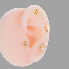 Wholesale Ear Cartilage Rings Studs Simple Korean Style Dragonfly Butterfly Copper Plating Inlay Zircon - ChicMeto