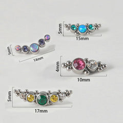 Wholesale Ear Cartilage Rings Studs Simple Style Round 304 Stainless Steel Copper Zircon Inlay Resin Zircon - ChicMeto