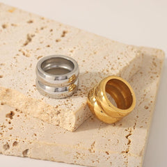 Wholesale Elegant Circle Stainless Steel Polishing Plating 18K Gold Plated Rings - ChicMeto