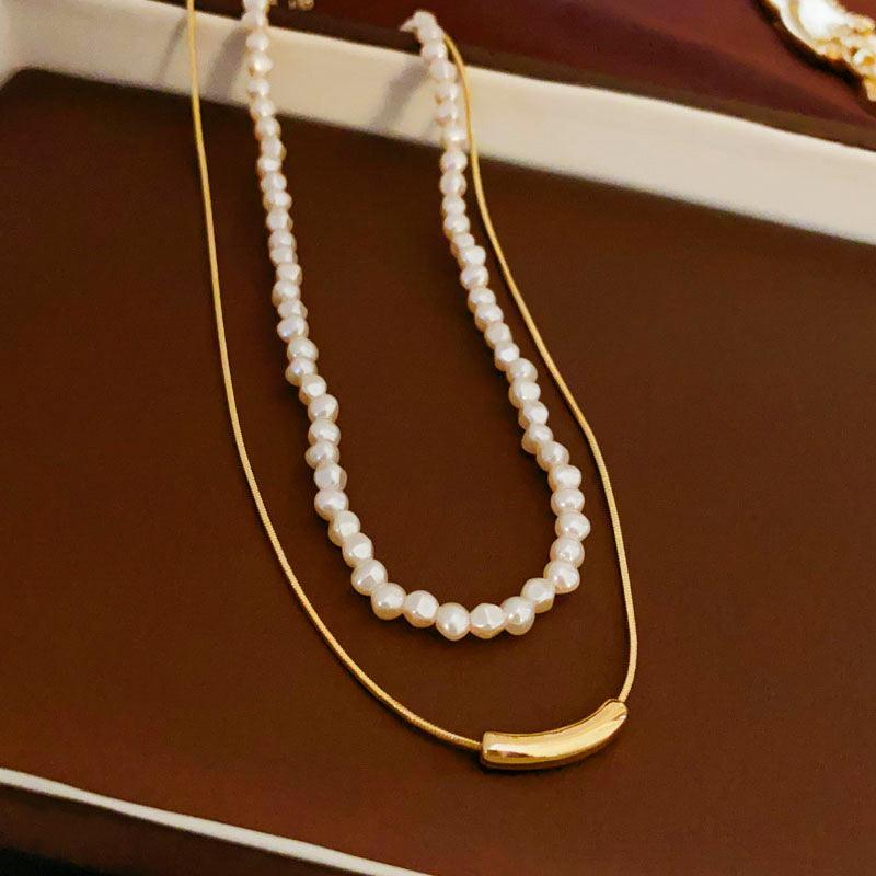 Wholesale Elegant Geometric Solid Color Imitation Pearl Copper Plated Women's Necklace - ChicMeto