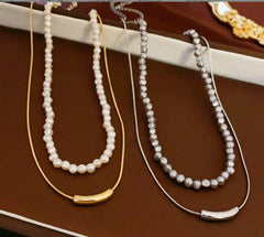 Wholesale Elegant Geometric Solid Color Imitation Pearl Copper Plated Women's Necklace - ChicMeto