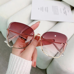 Wholesale Elegant Lady Geometric AC Special-shaped Mirror Frameless Women's Sunglasses - ChicMeto