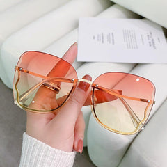 Wholesale Elegant Lady Geometric AC Special-shaped Mirror Frameless Women's Sunglasses - ChicMeto