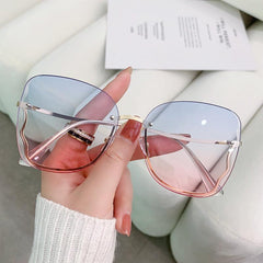 Wholesale Elegant Lady Geometric AC Special-shaped Mirror Frameless Women's Sunglasses - ChicMeto