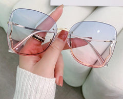 Wholesale Elegant Lady Geometric AC Special-shaped Mirror Frameless Women's Sunglasses - ChicMeto